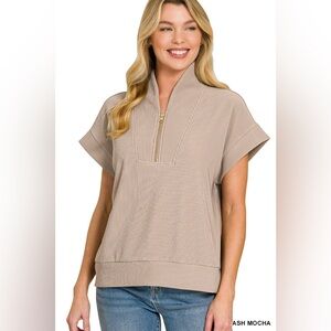 Ash Mocha Women’s High Neck Ribbed Top
